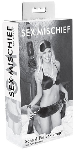Sportsheets Sex and Mischief Satin and Fur Sex Strap Adjustable Support - Cuffs And Restraints