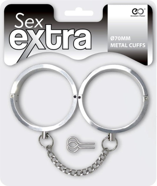 Sex Extra 70mm Metal Cuffs Silver Metal Restraints with Key Lock - - Cuffs and Restraints