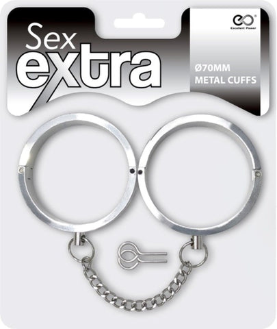 Sex Extra 70mm Metal Cuffs Silver Metal Restraints with Key Lock - Cuffs and Restraints