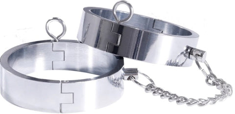 Sex Extra 70mm Metal Cuffs Silver Metal Restraints with Key Lock - Cuffs and Restraints