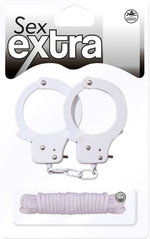 Sex Extra Metal Cuffs & Love Rope Kit Set for Restraint Play - Cuffs and Restraints