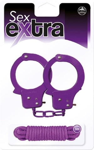 Sex Extra Metal Cuffs & Love Rope Kit Set for Restraint Play - Cuffs and Restraints
