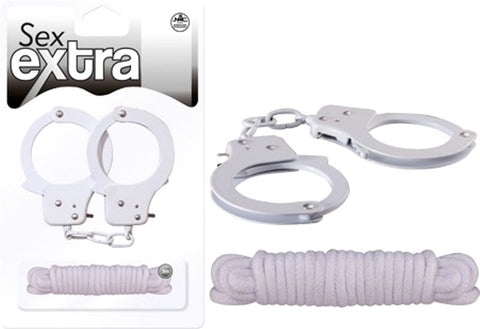 Sex Extra Metal Cuffs & Love Rope Kit Set for Restraint Play - Cuffs and Restraints