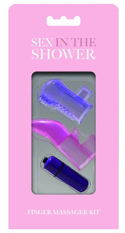 Sportsheets Sex in the Shower Finger Massager Kit with Dual Textured Sleeves - Finger and Tongue Vibrators
