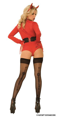 Hustler Sexy Little Devil Costume Red Stretch Romper with Snake Collar - Fancy Dress Ups