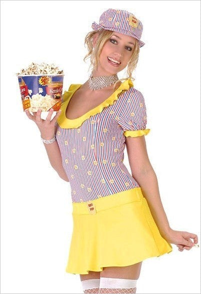Seven til Midnight Sexy Pop Sexy Adult Costume with Bold Yellow Design - - Fancy Dress Ups