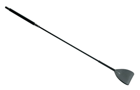 XR Brands Shadow Leather Riding Crop Premium Black Leather Impact Play - Whips And Crops