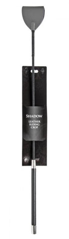XR Brands Shadow Leather Riding Crop Premium Black Leather Impact Play - Whips And Crops