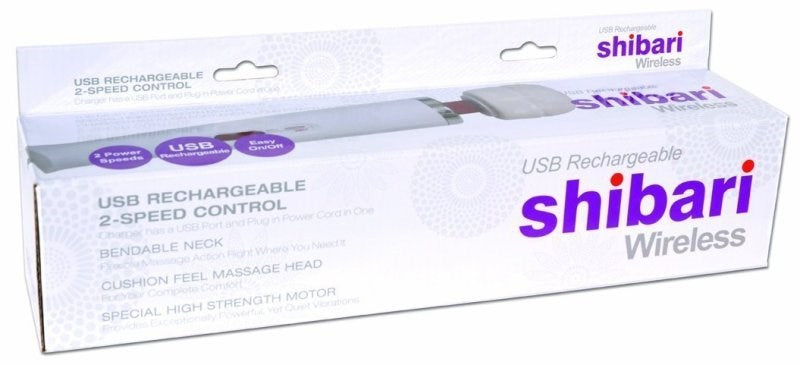 Shibari Wireless 2X White Cordless Wand Vibrator with Flexible Neck - - Personal Massagers