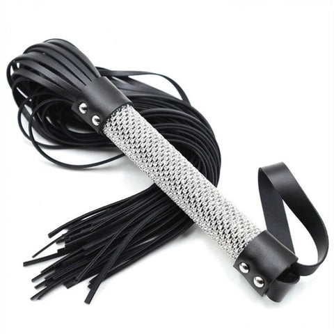 BDStyle Shiny Handle Flogger Stamina Training Adult Toy with Diamond Handle - Whips And Crops