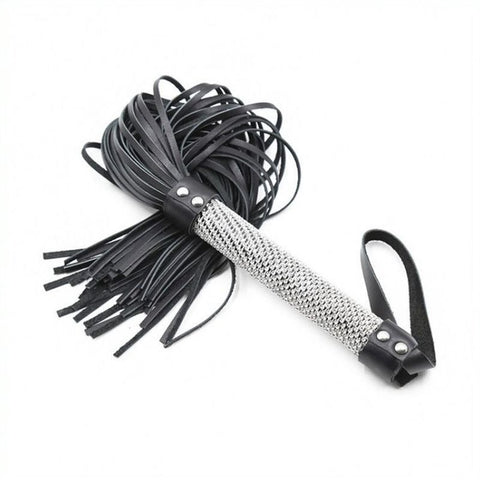 BDStyle Shiny Handle Flogger Stamina Training Adult Toy with Diamond Handle - Whips And Crops