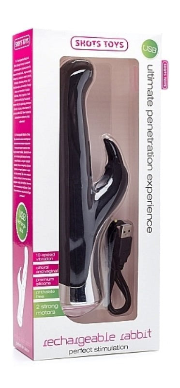 Shots Toys Rechargeable Rabbit Black Dual Motor Clitoral G Spot Vibrator - - Rabbit Vibrators