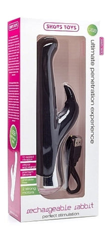 Shots Toys Rechargeable Rabbit Black Dual Motor Clitoral G Spot Vibrator - Rabbit Vibrators