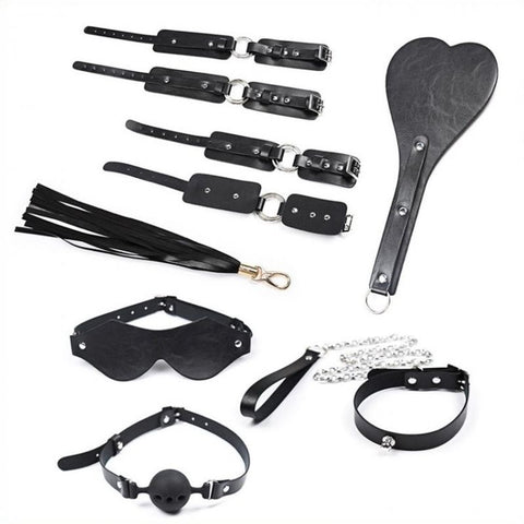 BDStyle Shoulder Bag 8 pcs Bondage Kit with Cuffs Gag and Impact Tools - Bondage Kits