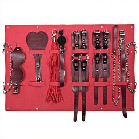 BDStyle Shoulder Bag 8 pcs Bondage Kit with Cuffs Gag and Impact Tools - Bondage Kits