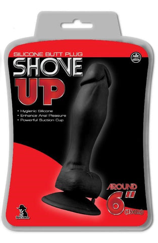 NANMA Corporation Shove Up 6 Silicone Dong With Suction Cup Black Premium Dildo - Realistic Dildos