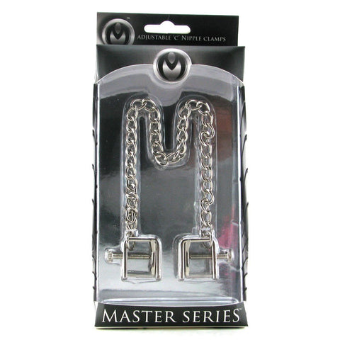 XR Brands Siege Adjustable BDSM Nipple Stretcher Clamps Chrome Design - Nipple and Clit Clamps