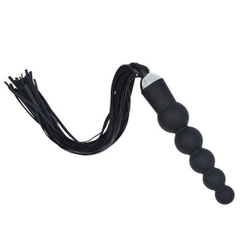 BDStyle Silicone 5 Anal Beads With Whip Dual Stimulation BDSM Sex Toy - Whips And Crops