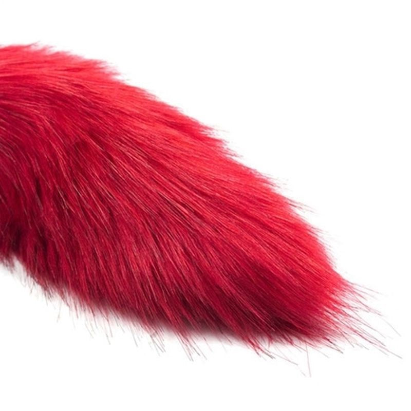 BDStyle Silicone Anal Plug With Red Faux Fox Tail for Roleplay Fantasy - - Fancy Dress Ups