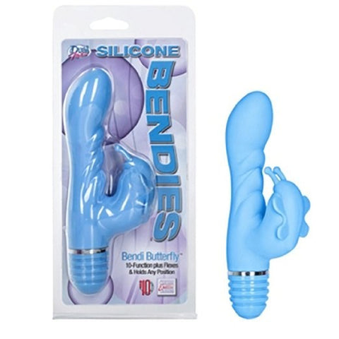 California Exotics Silicone Bendies Bendi Butterfly Blue Flexible Vibrator - Rabbit Vibrators