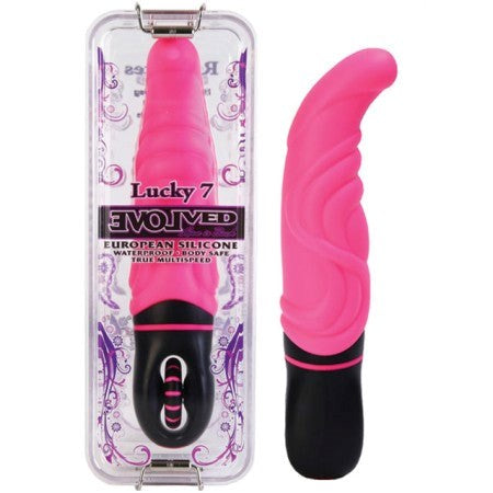 Evolved Silicone Roulette Lucky 7 Pink Vibrator with Flexible Shaft - G-Spot Vibrators