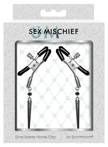 Sportsheets Silver Spears Nipple Clips with Adjustable Tension Control - Nipple and Clit Clamps