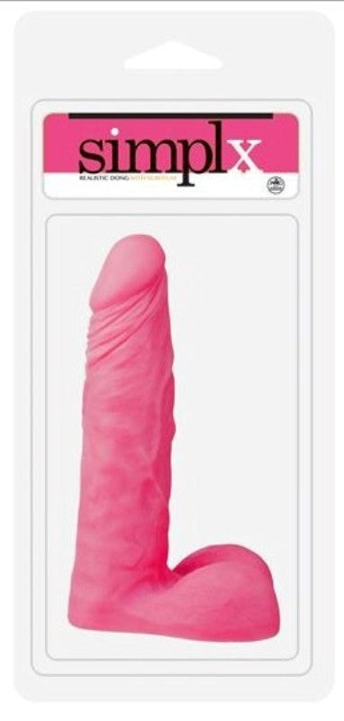 NANMA Corporation Simplx Realistic 8 inch Dong with Scrotum Pink Suction Cup - - Realistic Dildos