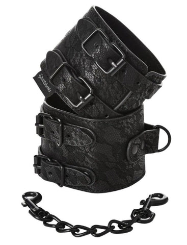 Sportsheets Sincerely Lace Double Strap Handcuffs with Fur Lining - Cuffs and Restraints