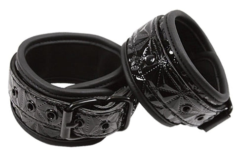 NS Novelties Luxurious Faux Leather Ankle Restraints with D Rings - Cuffs and Restraints