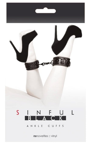 NS Novelties Luxurious Faux Leather Ankle Restraints with D Rings - Cuffs and Restraints