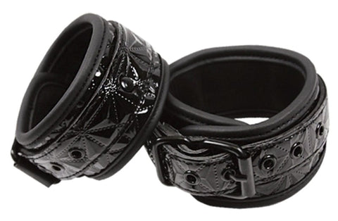 NS Novelties Sinful Wrist Cuffs with Embossed Vinyl and Neoprene Lining - Cuffs and Restraints