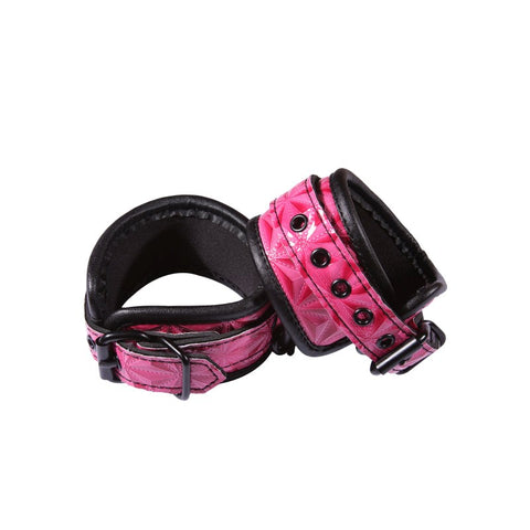 NS Novelties Sinful Wrist Cuffs with Embossed Vinyl and Neoprene Lining - Cuffs and Restraints