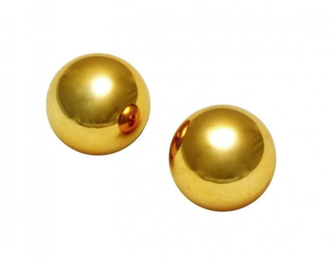 XR Brands Sirs Gold Plated 1 inch Kegel Balls Premium Pelvic Training - Love Eggs and Kegel Exercisers