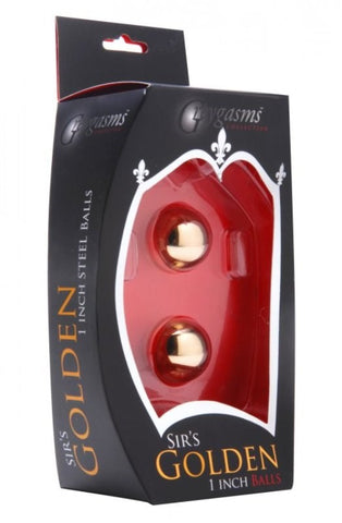 XR Brands Sirs Gold Plated 1 inch Kegel Balls Premium Pelvic Training - Love Eggs and Kegel Exercisers