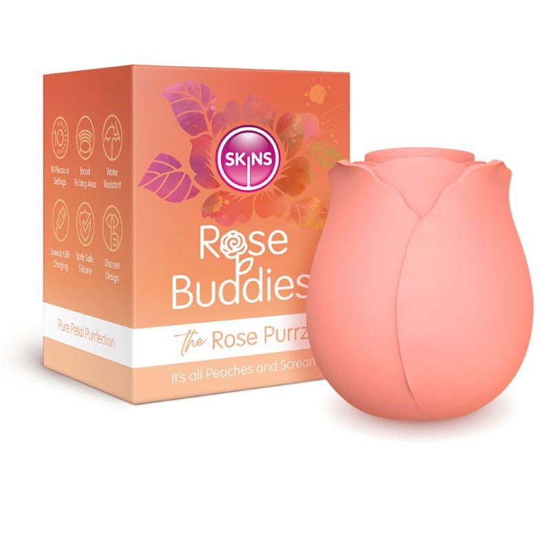 Skins Touch Rose Buddies Soft Silicone Male Masturbator with Pulsing - - Finger and Tongue Vibrators