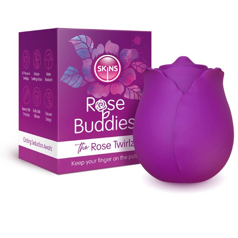 Skins Touch Skins Rose Buddies The Rose Twirlz Clitoral Vibrator - - Finger and Tongue Vibrators