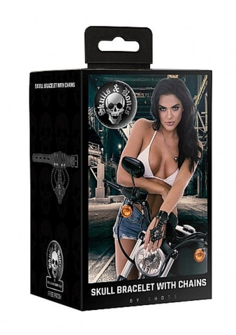 Shots Toys Skulls and Bones Bracelet with Skulls and Chains Black Gothic Style - Cuffs And Restraints