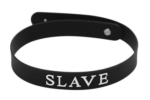 XR Brands Slave Silicone Collar Black BDSM Power Exchange Collar - Collars and Leads