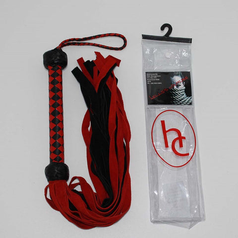 Hells Couture Snake Whips Black and Red Flogger for Impact Play - Whips And Crops