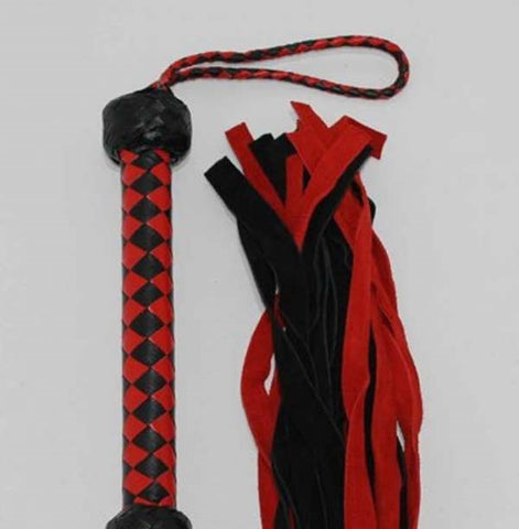 Hells Couture Snake Whips Black and Red Flogger for Impact Play - Whips And Crops