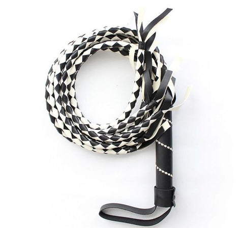 BDStyle Snakeskin Whip Faux Leather BDSM Impact Toy with Eight Braided Tails - Whips And Crops