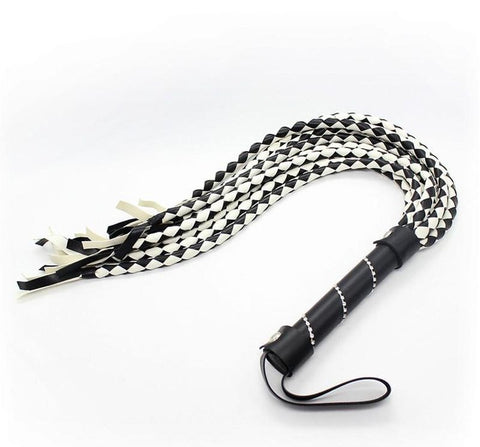 BDStyle Snakeskin Whip Faux Leather BDSM Impact Toy with Eight Braided Tails - Whips And Crops