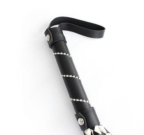 BDStyle Snakeskin Whip Faux Leather BDSM Impact Toy with Eight Braided Tails - Whips And Crops