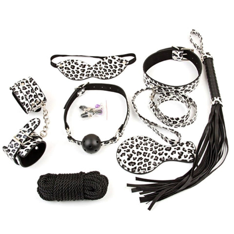 BDStyle Snow Leopard Bondage Kit 8 piece Complete BDSM Set - Bondage Kits