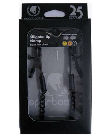 Spartacus Adjustable Alligator Clamps with Link Chain for Nipple Stimulation - Cuffs and Restraints