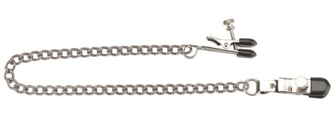 Spartacus Adjustable Broad Tip Clamps with Loop Link Chain Nipple Clamps - Breast and Nipple Toys