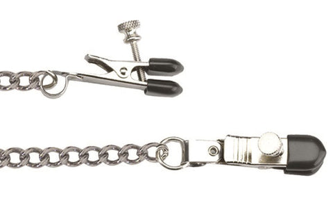 Spartacus Adjustable Broad Tip Clamps with Loop Link Chain Nipple Clamps - Breast and Nipple Toys