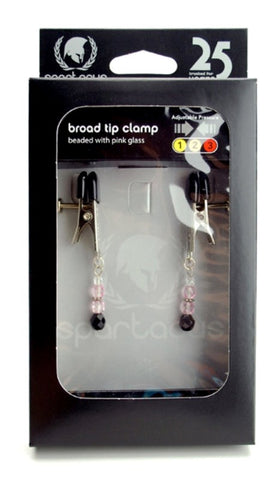 Spartacus Adjustable Nipple Clamps with Glass Beads Alligator Style - Nipple and Clit Clamps
