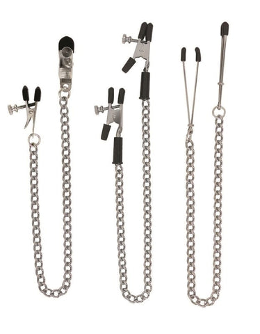 Spartacus Adjustable Clamp Set with Three Different Clamp Styles - Nipple and Clit Clamps