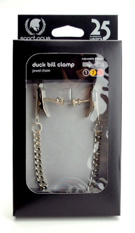 Spartacus Enterprises Adjustable Duck Bill Clamps with Jewel Chain - Breast and Nipple Toys